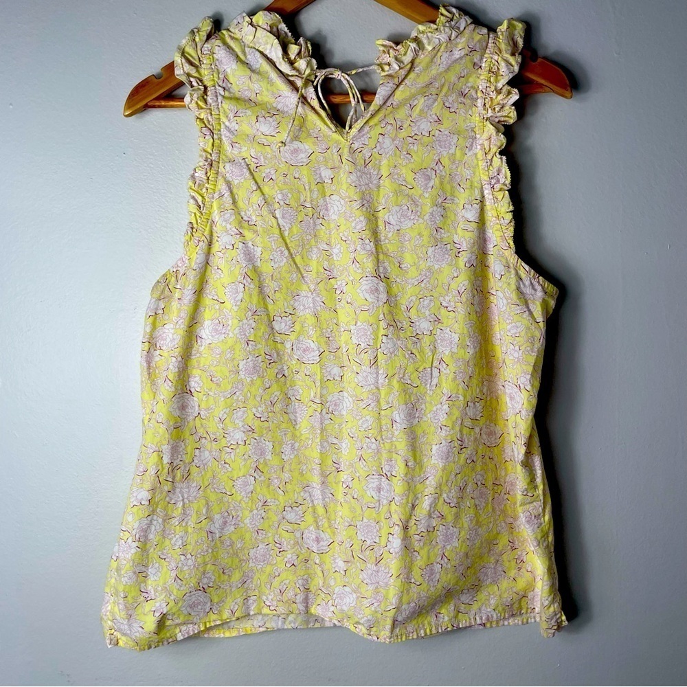 J.Crew Ruffle-trim top in rose vines Sz M - Picture 8 of 9